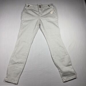 Pilcro Anthropologie Womens High Rise Skinny Jeans 27 White Black Stripe